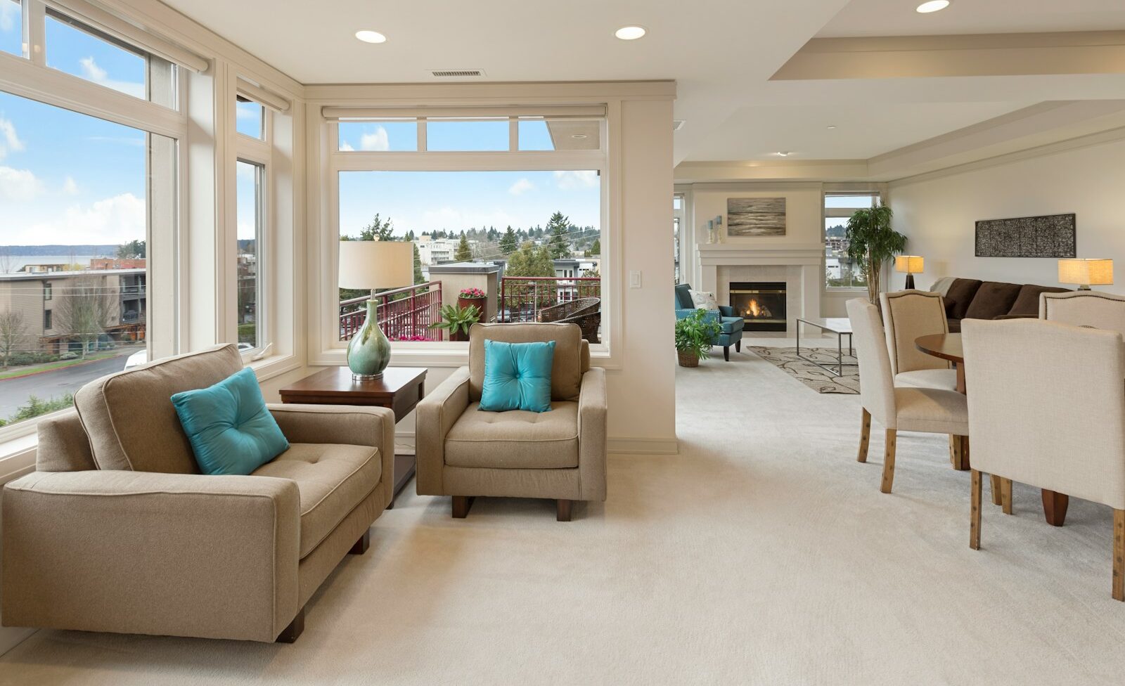 beige couch and armchair